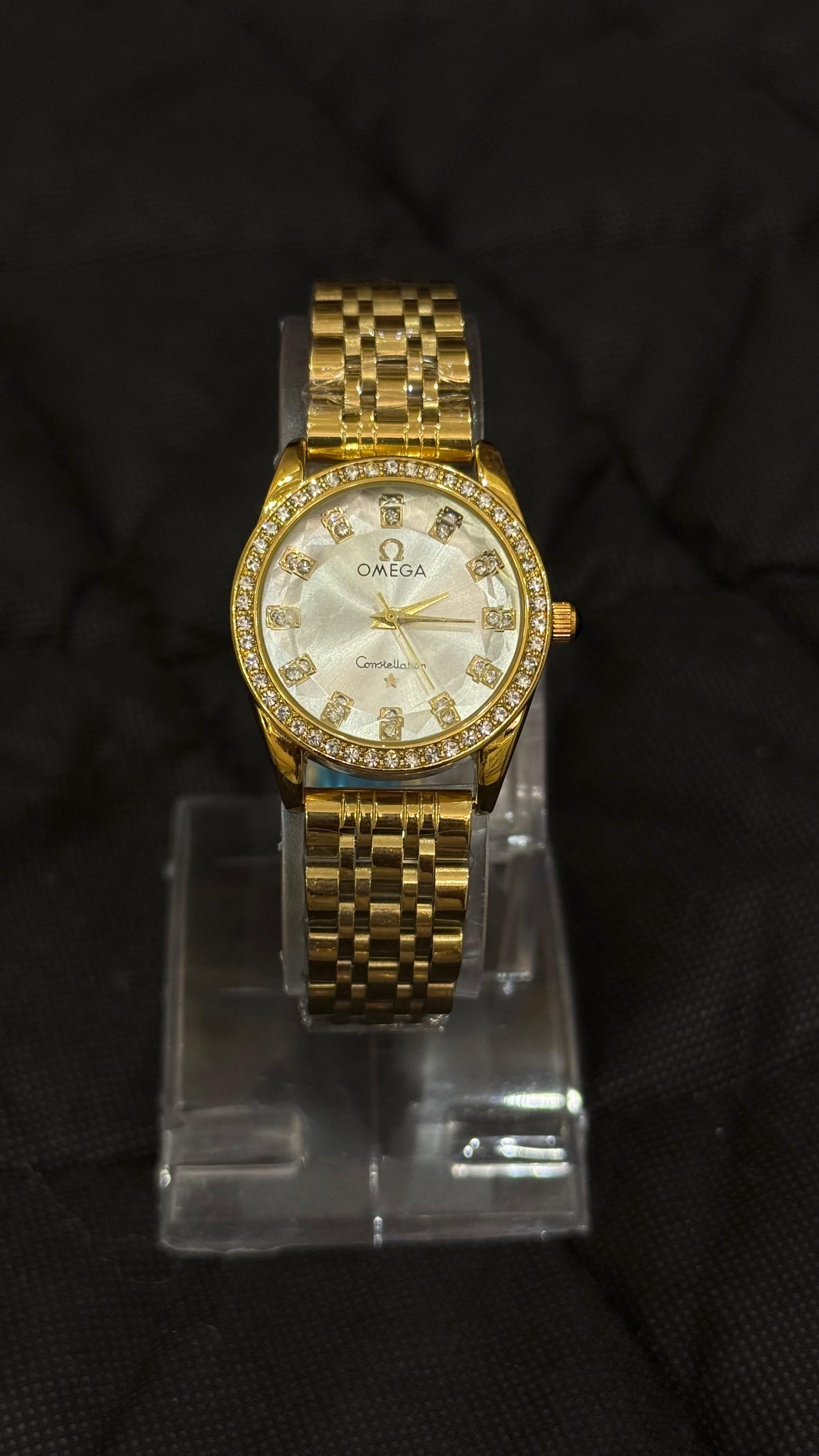 Omega Golden Stainless Steel Women Watch