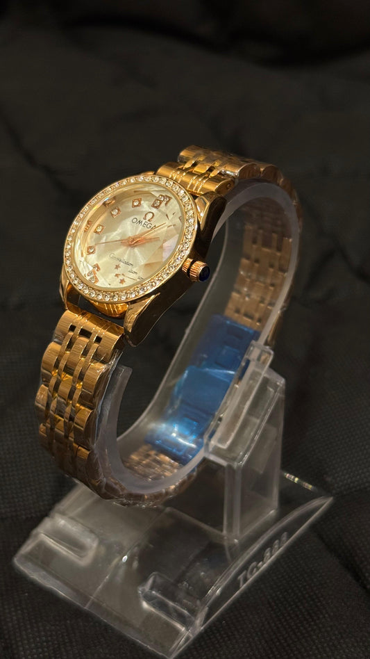 Omega Rose Gold Stainless Steel Women Watch
