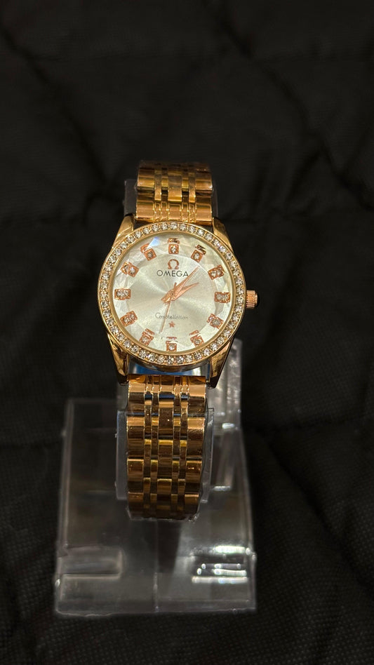 Omega Rose Gold Stainless Steel Women Watch